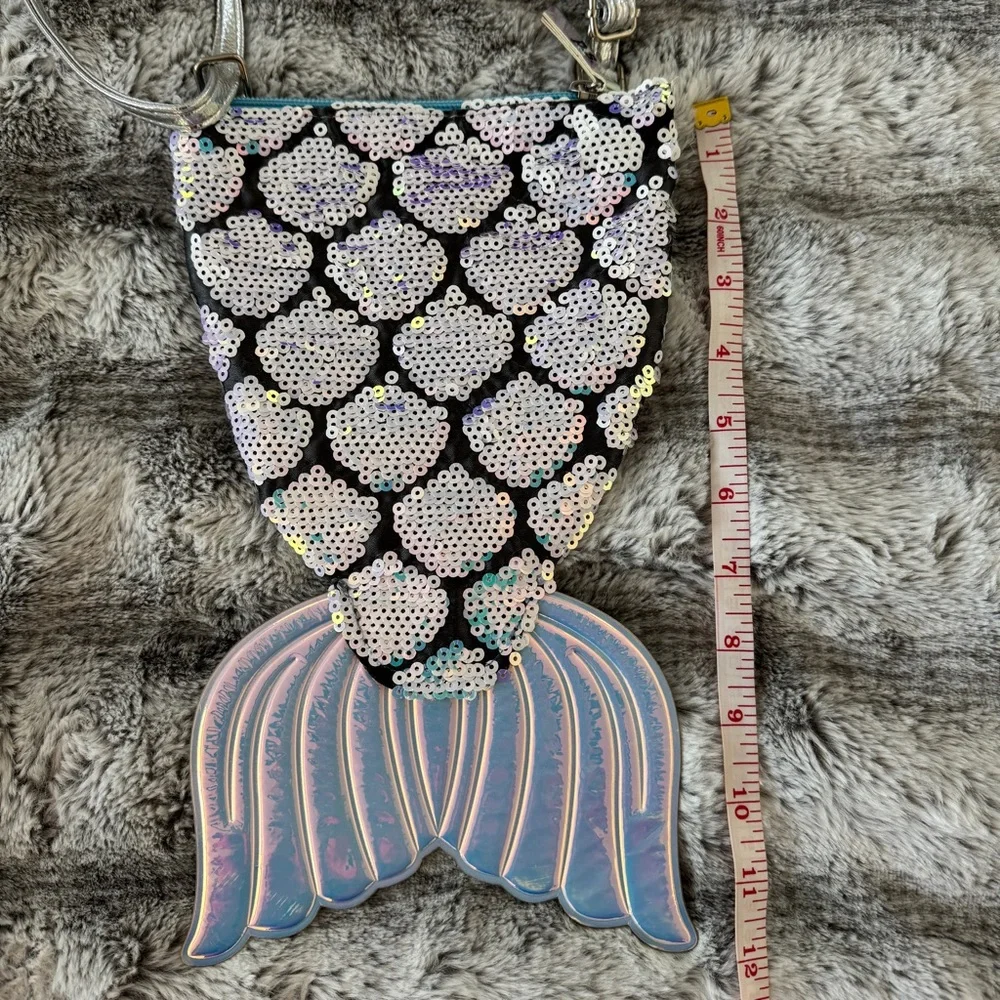 p.s. Aeropostale Kids Girls Mermaid Tail Sequin Shoulder Bag Iridescent Blue